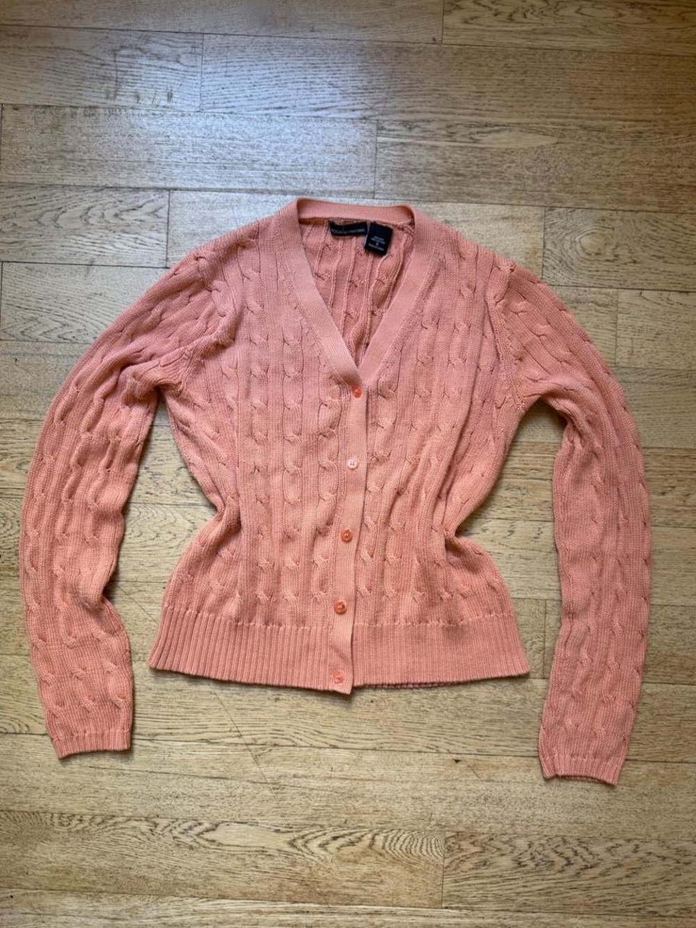 Moda International Coral Pink Cable-Knit Button Cardigan